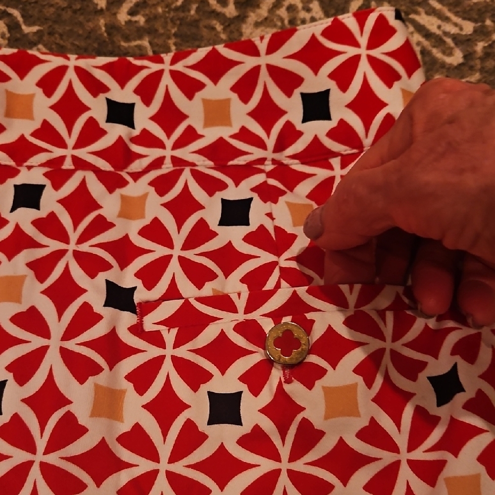 Red Geometric Patterned Skirt - Picture 5 of 5